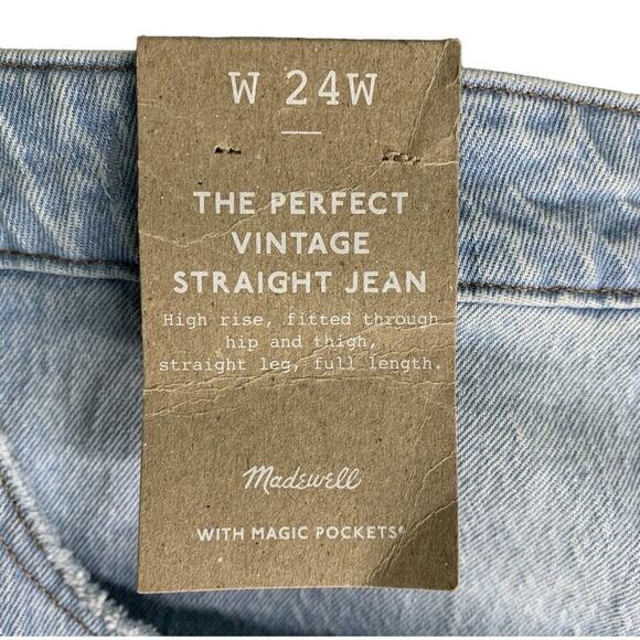 Madewell Plus Perfect Vintage Straight Jeans Womens 24W Distressed NWT $138 - Picture 14 of 16